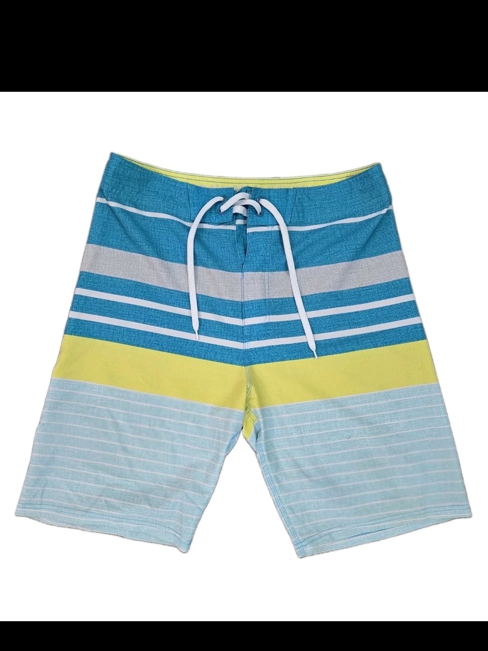 Old Navy Striped Swim Board Shorts Blue Yellow 32